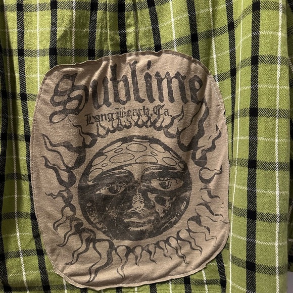 Sublime Green Plaid flannel up cycle - Picture 2 of 6